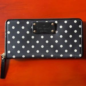 Kate Spade Black & White Polka Dot Nylon Wallet